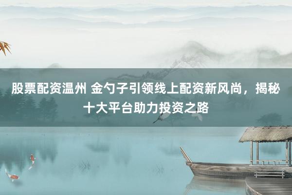 股票配资温州 金勺子引领线上配资新风尚，揭秘十大平台助力投资之路