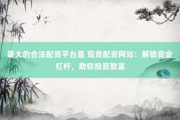 最大的合法配资平台是 现货配资网站：解锁资金杠杆，助你投资致富